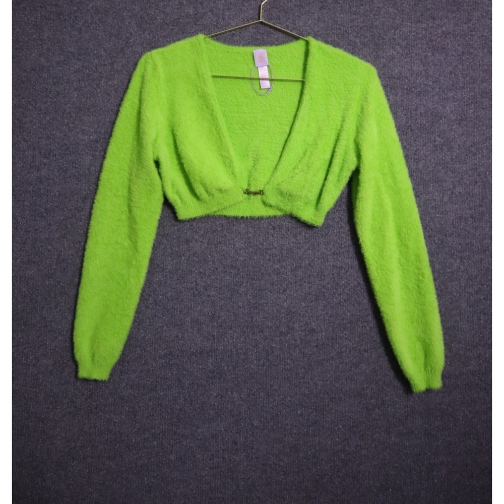 Savage x Fenty Fluff It Up PJ Crop Top‎ Women Medium Green Slim Mohair NWOT